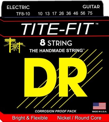 DR TF8-10 Tite Fit Nickel Plated Steel Electric Guitar Strings; 8-string 10-75