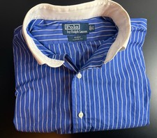 Polo Ralph Lauren Regent Dress Shirt 16.5/33 Classic Fit Blue White Stripes