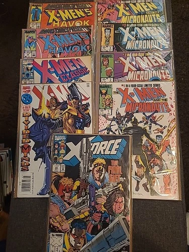 Lot Of 9 Vintage Comic Books- X-men, Micronauts, X-Force