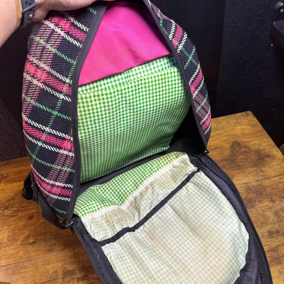 Dakine Mochila a Cuadros Bolsa de Viaje Rosa Verde Negro Bolso Escolar Foto 4 de 4
