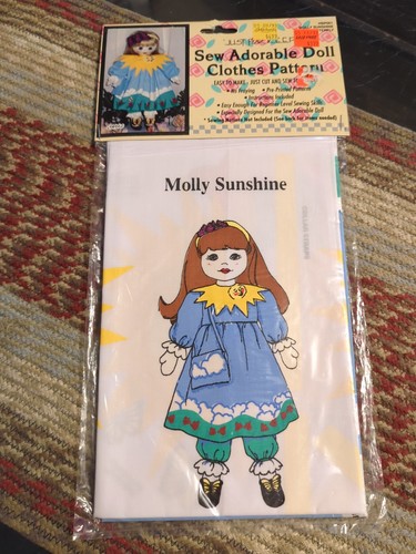 Vintage 1993 Sew Adorable Doll Clothes 5 Patterns cut & Sew Printed Cloth + Doll - Picture 13 of 14