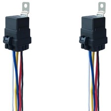 2 Pack 40/30 AMP 12V DC Waterproof Relay Harness, Heavy Duty 5-PIN SPDT Relay