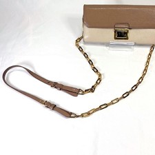Auth Miu Miu Chain Wallet Pink Beige Madras TUC BICO Leather Gold 2way w/Box