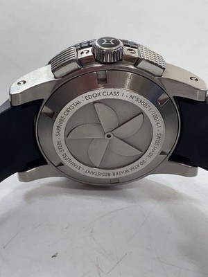 Edox Delfin 10114-3-NIN Quartz Black Dial Rubber Mens Analog Chronograph Watch