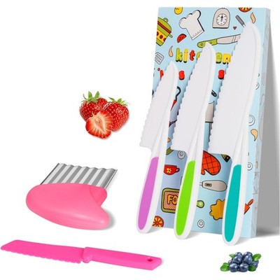 Kinder Küchenmesser Set 5-teilig Kunststoff sicher spülmaschinenfest rosa