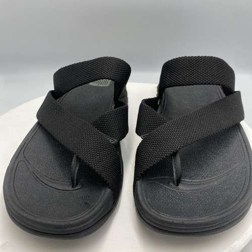 Mens Fitflop Sling Weave Toe Thong Sandals Black Uk 11 New Comfort AP9001 - Picture 2 of 7
