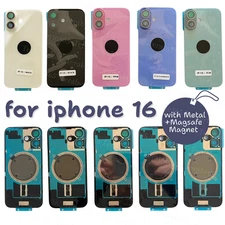 Big Hole Back Glass Replacement Cover with Metal+Magnet For iPhone 16 Series Lot