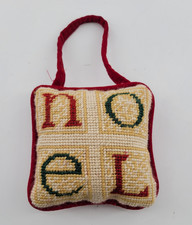 Needlepoint Christmas Noel Door Hanging Pillow