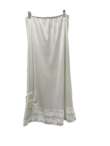 gonna lunga slip vintage bianca Christian Dior nylon pizzo made in USA taglia large