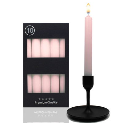 Candelo 10er Set Rosa Stabkerzen 18,5 cm Kerze mit 7,5 Std Brenndauer