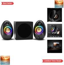 2.1 Computer Speakers Subwoofer 80W Bluetooth 5.4 RGB Desktop PC Adapter