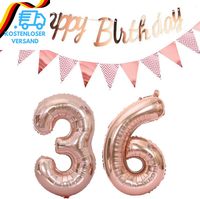 Luftballons 36.Geburtstag Deko Frauen Rosegold+Happy Birthday Girlande +Wimpelke