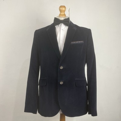 Ted Baker Samt Blazer Jacke Herren 42R Dunkelblau Fischgrät Dinner Größe 5