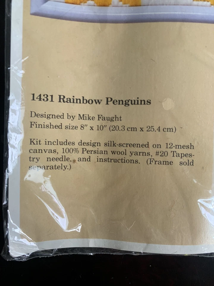 Penguins Rainbow Vintage Longstitch Needlepoint Kit NIP 8x10 Creative Circle - Image 2 of 4