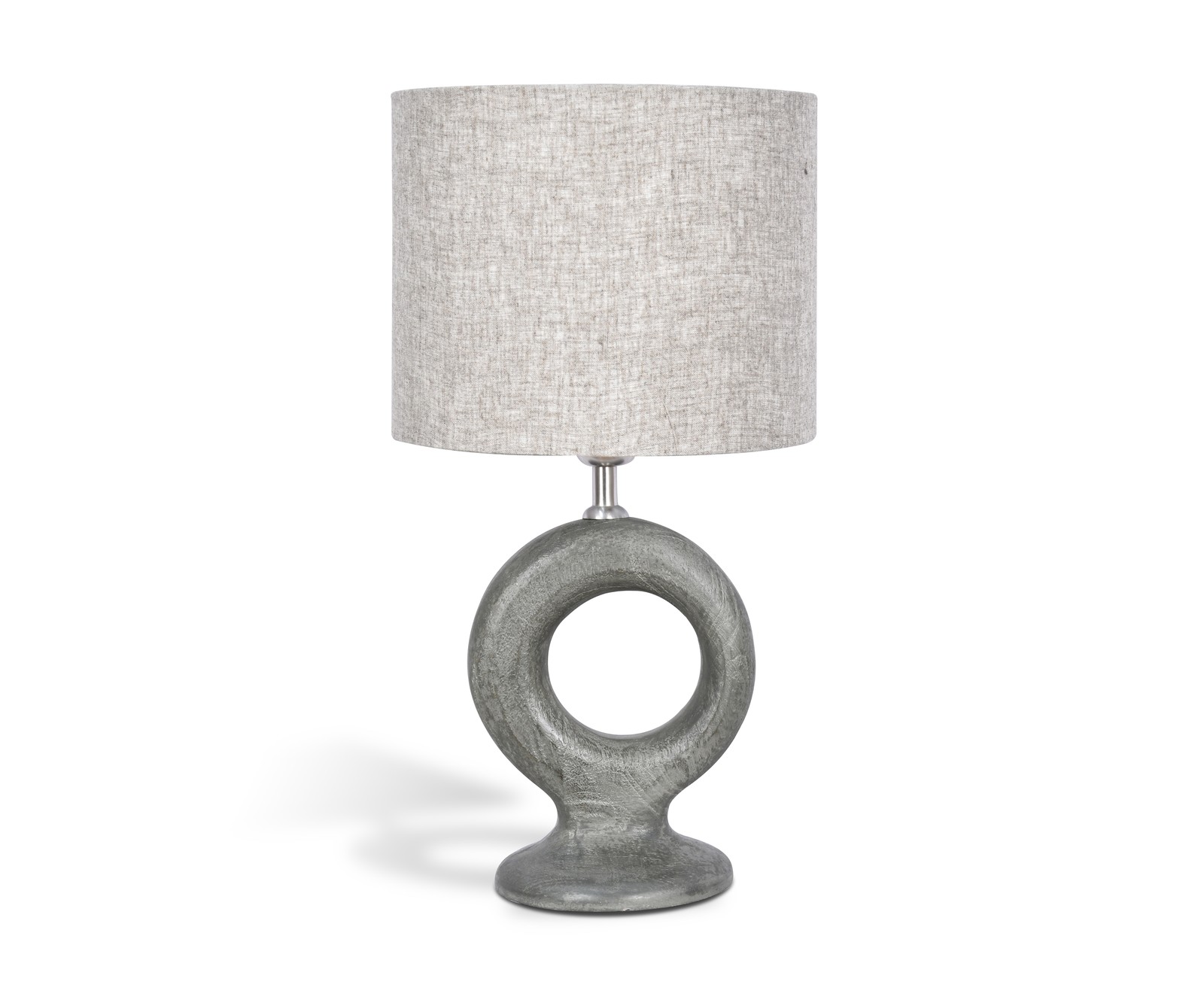 Elm Home And Garden Solid Wood Table Lamp With Fabric Shade - Grey - Image 3