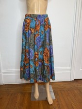 Bogner Vintage Midi Skirt Floral Pleated Women’s Size 12L Made In USA EUC