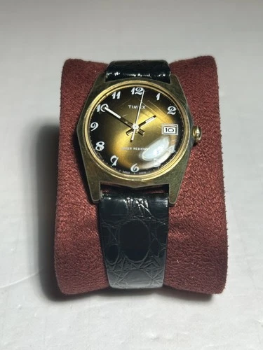 Vintage 1970’s Timex Sprite 31mm Mechanical Tiger’s Eye Dial Mens Dress Watch
