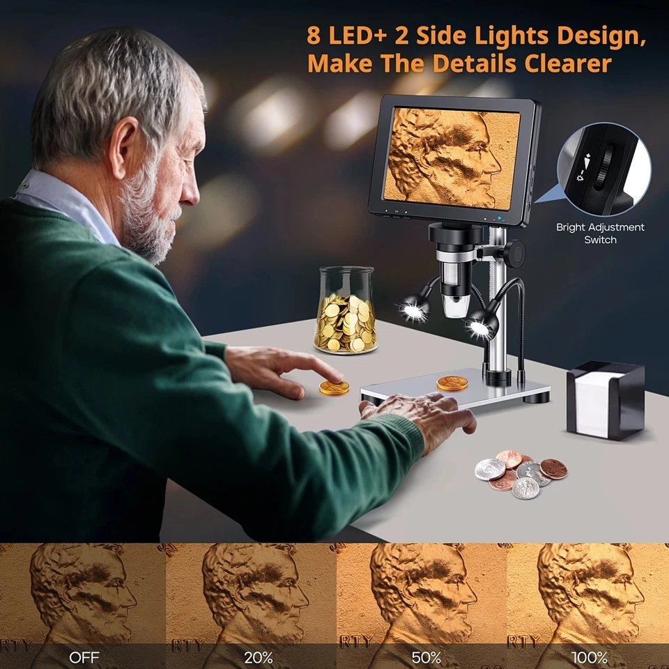 Microscope Numérique USB HD 1200X Écran LCD Enregistrement Photo Vidéo - Photo 4/4