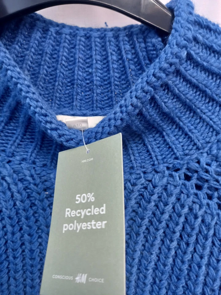 ❤️ H&M Blue Chunky Knit High Neck Jumper Size XL BNWT - Image 4 of 4