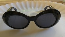 Vintage GIANNI VERSACE Sunglasses 418P Col 852 Black Leather Crocodile Look Arms