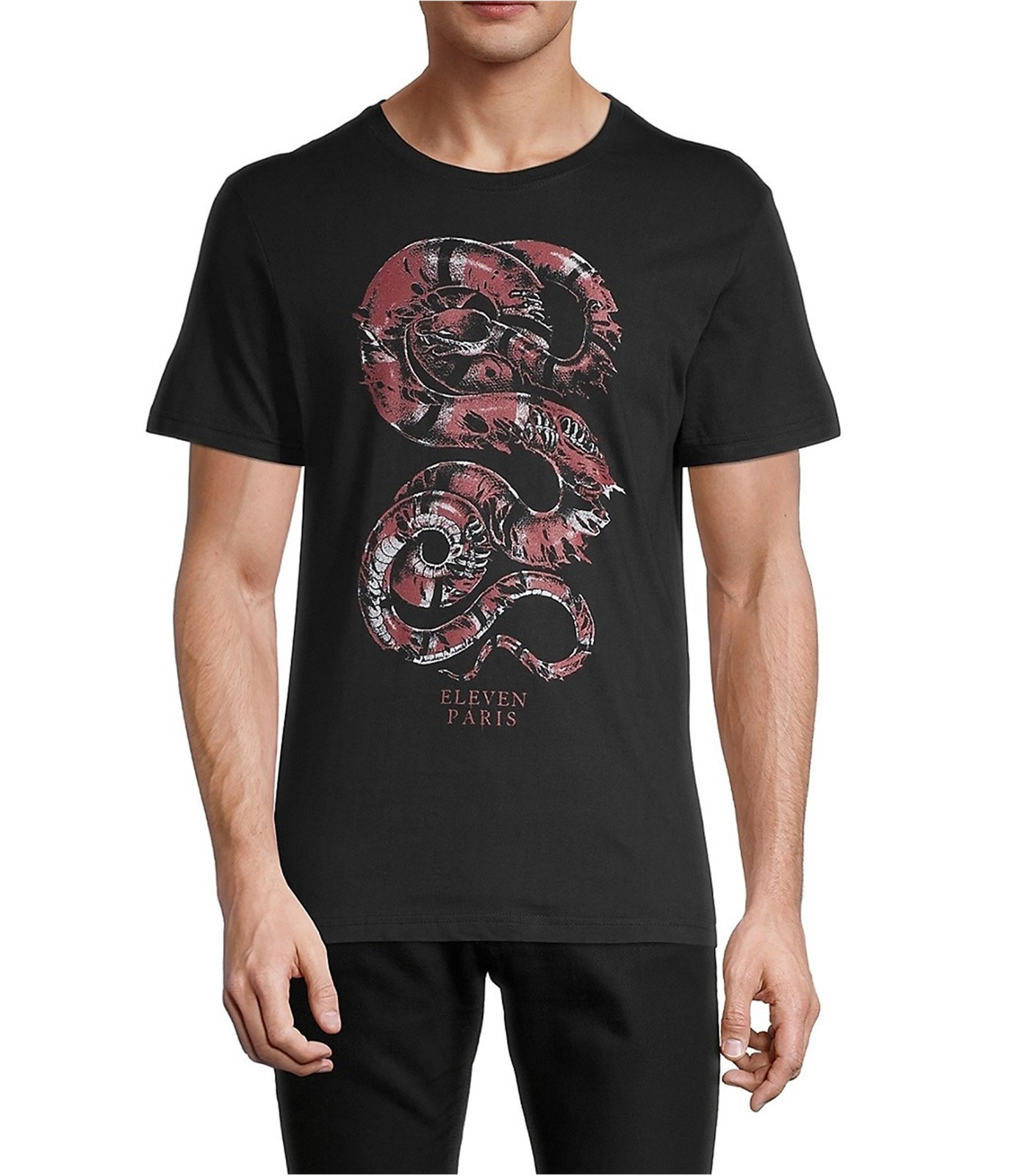 Мужская футболка с изображением витой змеи Elevenparis, черная, X-Large