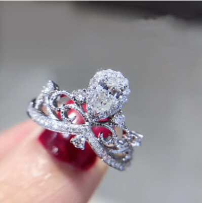 Nieuwe Crystal Flower Vrouwen Ringen 585 Rose Gold Water Drop Natuurlijke Zirkoon Luxe Ringen Fashion Engagement Bruiloft Sieraden