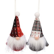 Gnome Woodland Primitives By Kathy Fabric Christmas Ornament Set of 2  6 inch