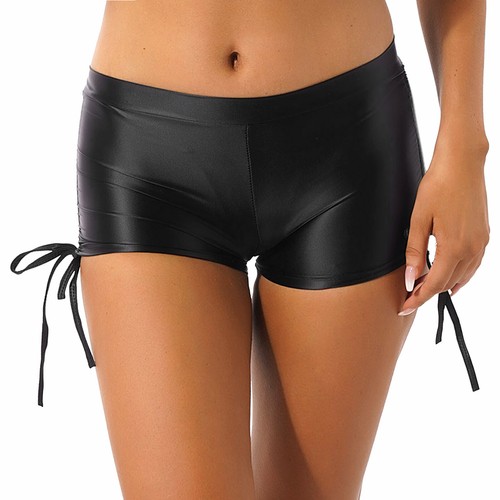 Pantaloncini donna lucidi cordini mini pantaloni caldi pantaloncini elasticizzati palestra leggings corti - Foto 28 di 30