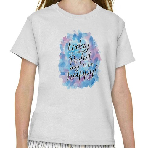 Be Happy Positive Inspirational Quotes Gift Girls Youth Crewneck T Shirts Tees - Picture 2 of 2