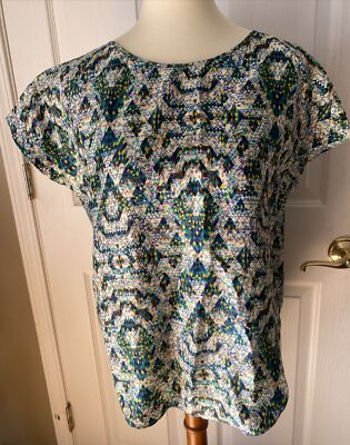 NWT Parker Womens Blouse Top L Slit  Back