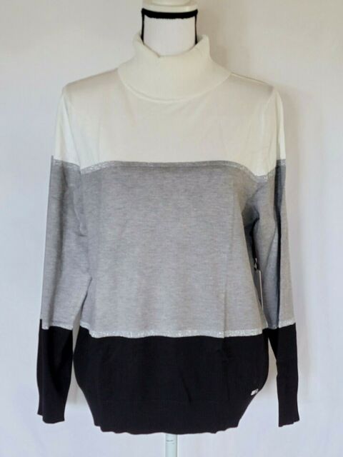 Calvin Klein Womens White Color Block Long Sleeve Sweater Plus Size 1x for  sale online | eBay