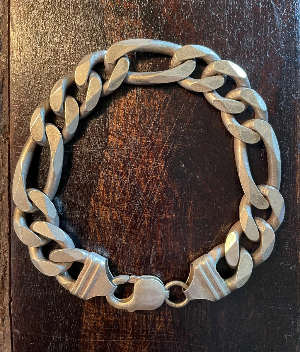 Very Heavy 80s-90s Vintage Sterling 925 Bracelet Curb Chain 53g