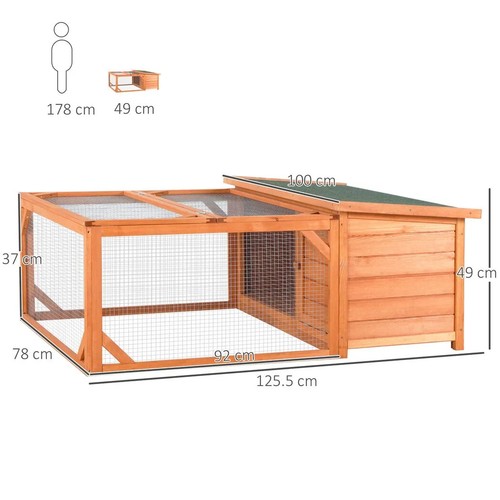Cozy Rabbit Hutch & Run for Small Animals - Weather-Resistant Fir Wood Design - Picture 3 of 9