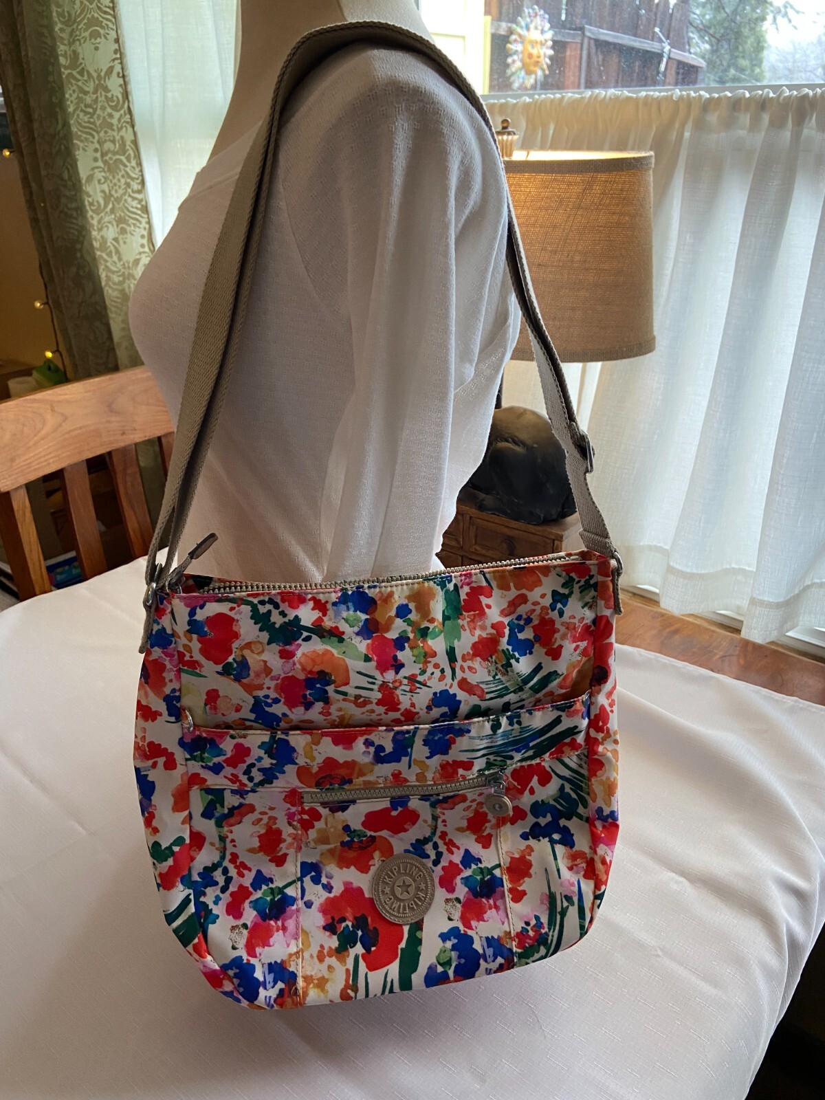 Kipling Multi Colored Flowered Cross Body Shoulde… - image 5