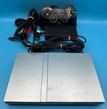 PS2 Console Bundle SCPH-79001 Slim Silver  w/ Controller, Cords Plus Game
