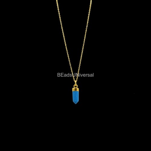 Natural Turquoise Hexagonal Pointed Reiki Chakra Pendant 925 Silver 20" Necklace - Picture 4 of 6
