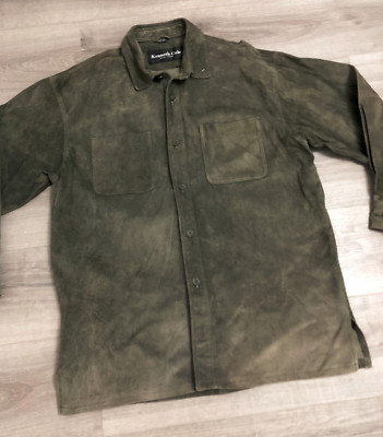 Vintage Kenneth Cole New York Pig Suede Overshirt - Size M / L - Dark Grey