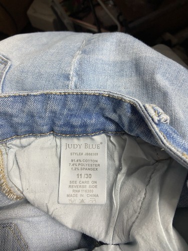 Judy Blue Skinny Fit Jeans High Rise Distressed Raw Hem Crop Stretch Size 11/30 - Picture 5 of 9
