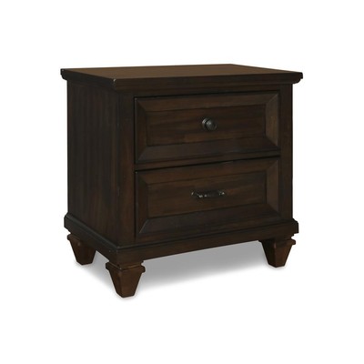 Furniture Sevilla Solid Wood 2-Drawer Nightstand in Walnut