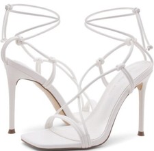 White Lace Up Stiletto Heels