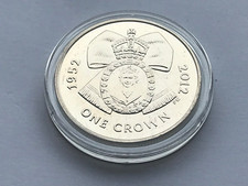2012 ASCENSION ISLANDS QUEEN ELIZABETH II DIAMOND JUBILEE ONE 1 CROWN COIN