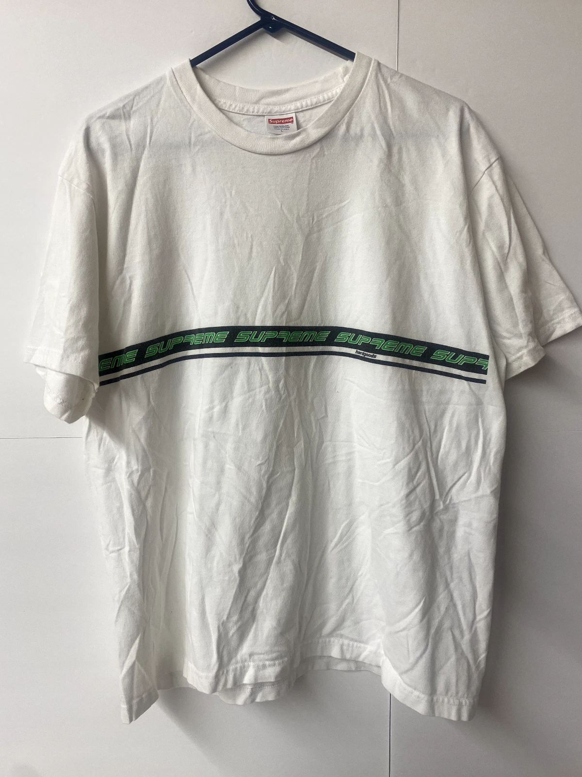 T shirt blanc logo bar Supreme Hard Goods   Taille L A1
