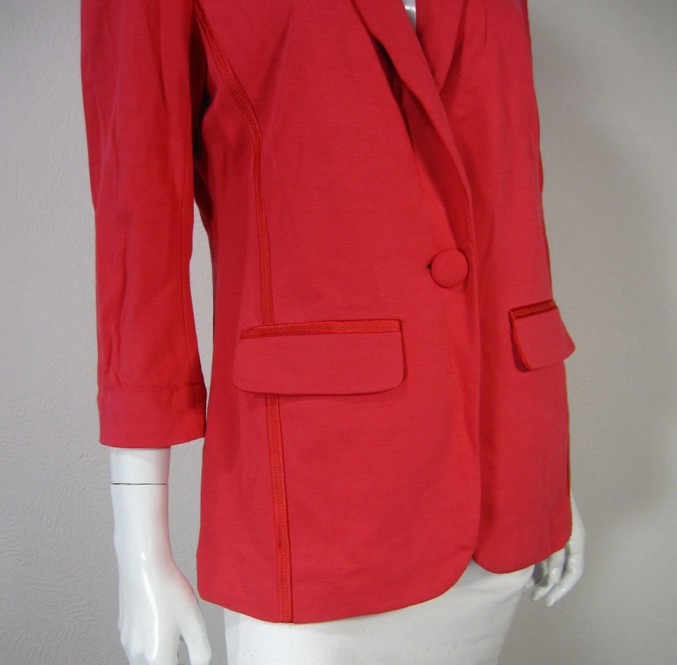 ORIGINAL KNITWEAR BY YOANA BARASCHI 3/4 SLEEVE  BLAZER L LARGE SOLID PINK  - Image 3 of 4