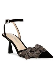 NEW Betsey Johnson SOFYA Rhinestone Flower PUMPS Black Evening Pointed Toe