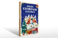Holzschild Christmas Winter Greetings Geschenk Deko Schild 30X40 Cm