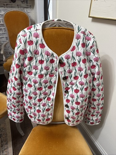 J. Crew Women's Size 8 White Floral Quilted Jacket Blazer BP091 - 第 1/5 張圖片