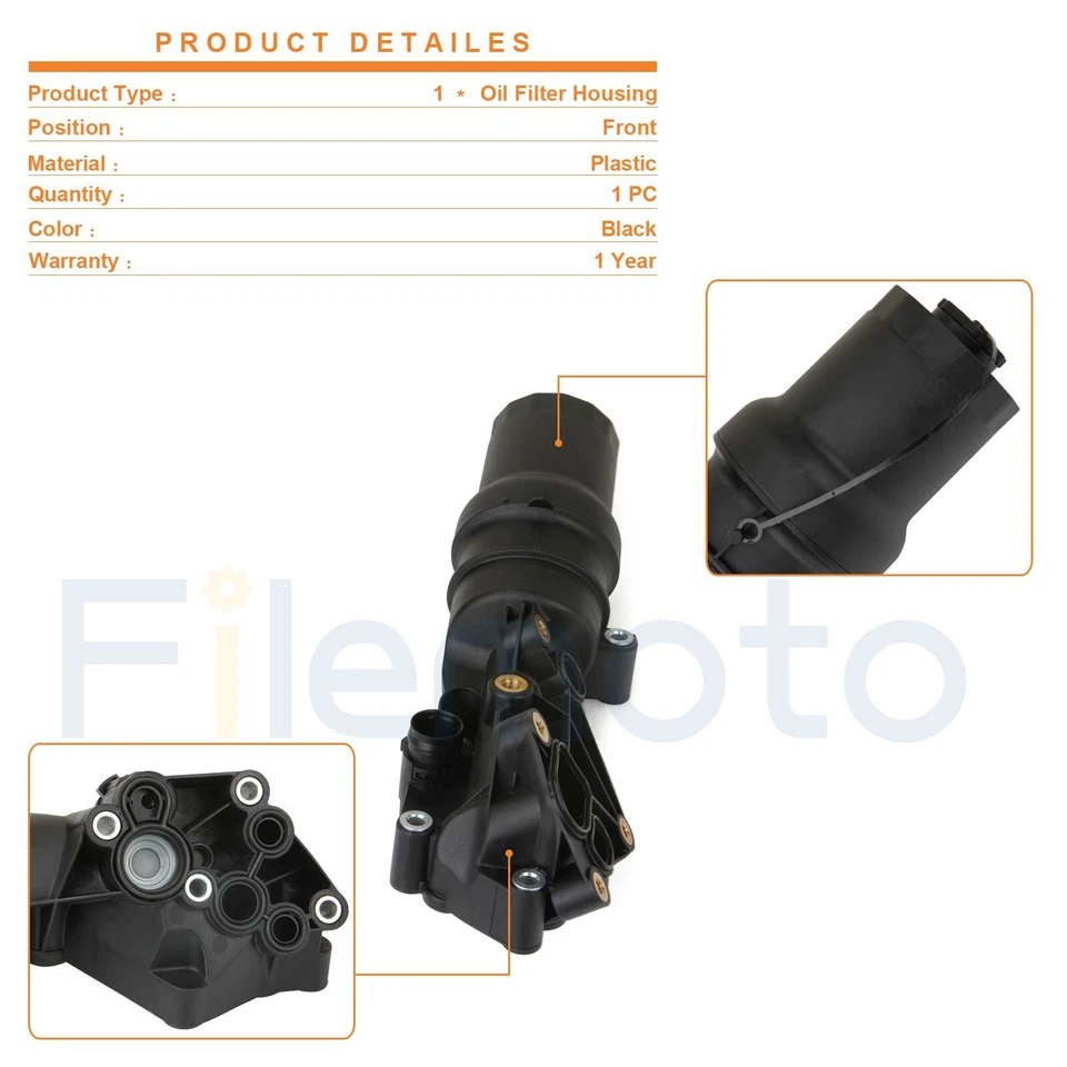 Carcasa de filtro de aceite 07K115397D para Volkswagen Jetta Passat Golf Rabbit Beetle 2.5 Foto 2 de 4