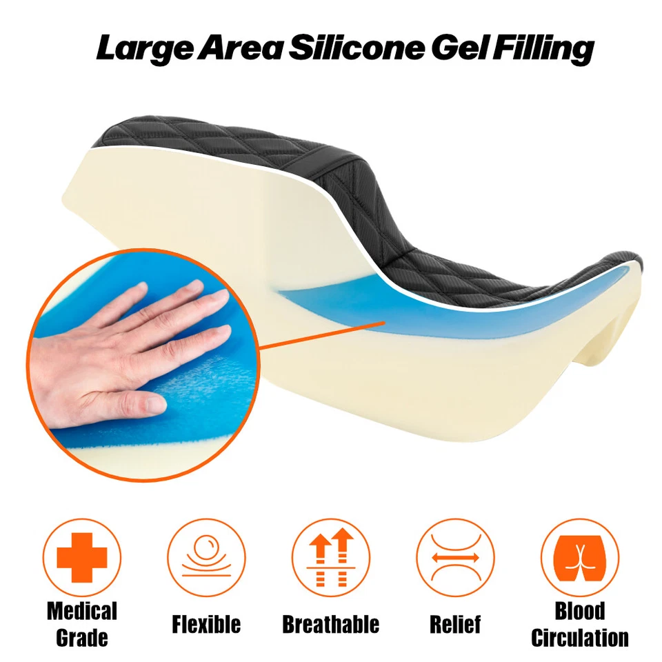 Asiento trasero completo de gel de sílice para Harley Electra Glide Ultra Limited 2008-2023 Foto 3 de 4