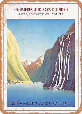 METAL SIGN - 1958 Northern Country Cruises by SS Ariadne Hamburg Amerika Linie