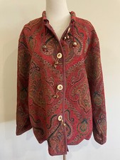 Flashback Vintage Tapestry Jacket Red W/multicolor Paisley Cotton/rayon Size Xl